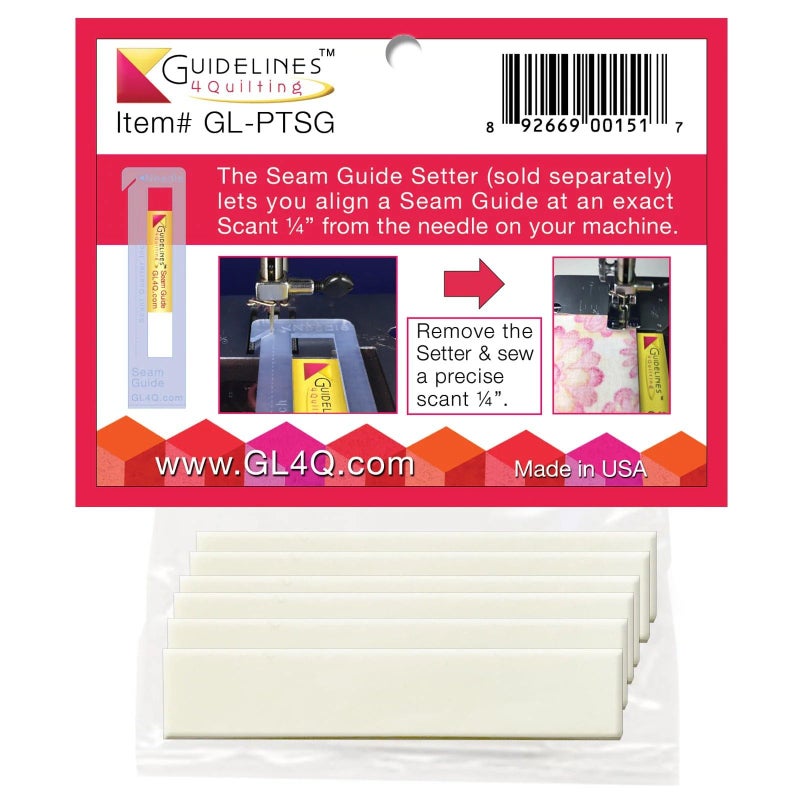 Guidelines4quilting - 6-Pack Seam Guides  x 2"" x 1/32"" - Peel & Stick - Removable Adhesive  Leaves No Sticky Residue - Guide Your Fabric to Sew Accurately - Ideal Height for Double Layered Fabric - Image 4